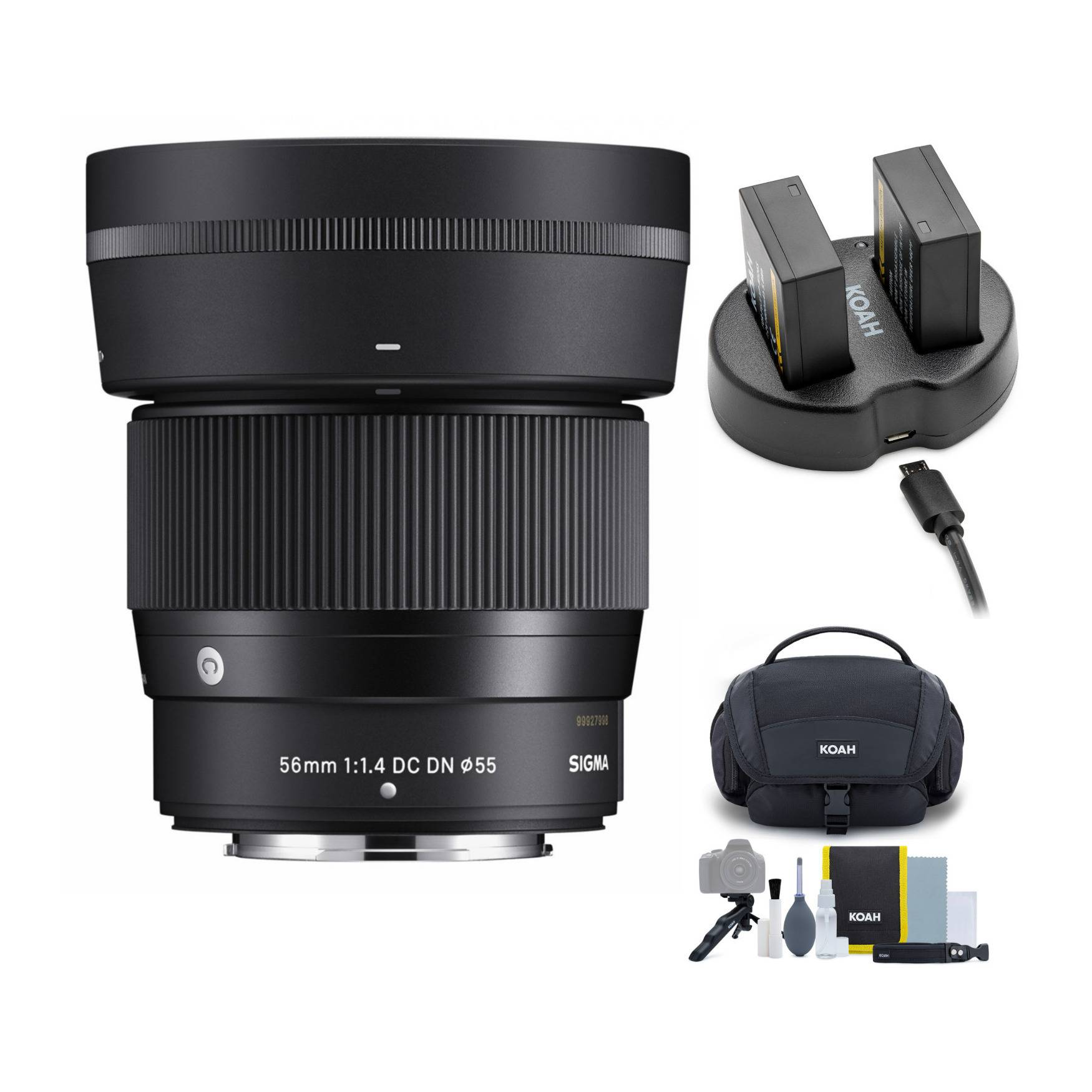 Sigma 56mm F1.4 Contemporary DC DN Lens for Fuji X Mount with Battery and Gadget Bag