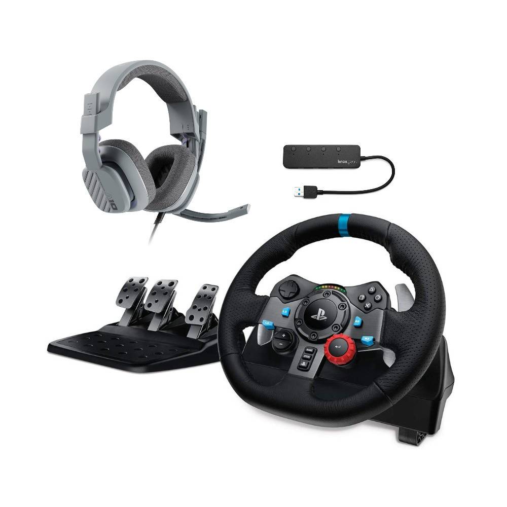 Logitech G29 Driving Force Racing Wheel and Floor Pedals with ASTRO A10 Gen 2 Headset (Gray) Bundle