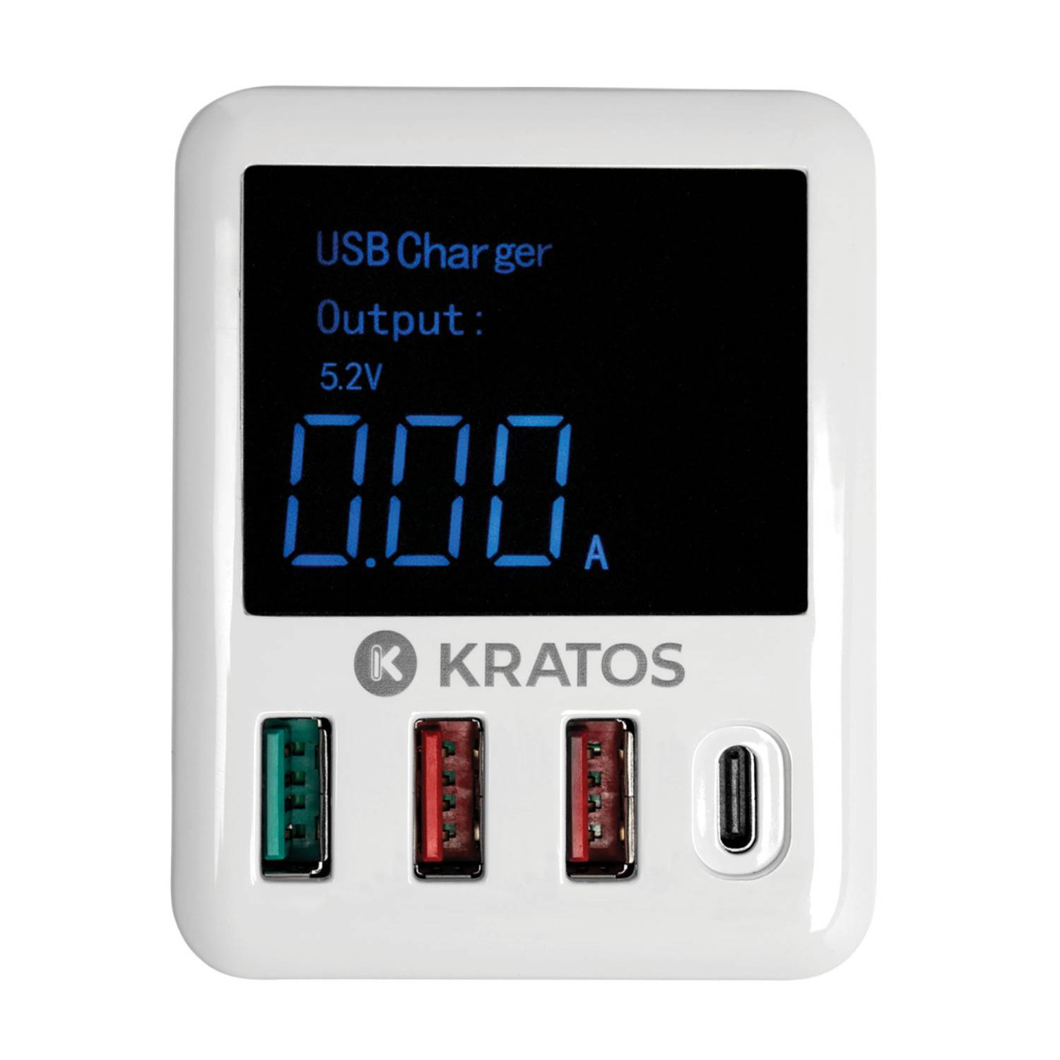 Kratos Power 40W QC3.0/PD3.0 4-Port USB Wall Charger with Digital Display and Foldable Plug