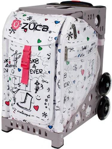 Zuca Sport Insert Bag, SK8 (white w/ skate doodles) w/ Sport Frame  Gray