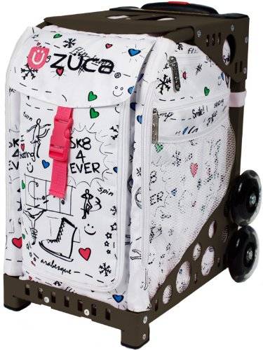 Zuca Sport Insert Bag, SK8 (white w/ skate doodles) w/ Sport Frame Brown