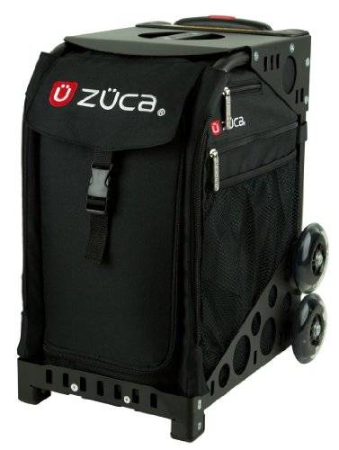Zuca Sport Insert Bag, Obsidian(Black w/Red & White Log Embroid) w/Sport Frame Black (Non Flashing Wheels)
