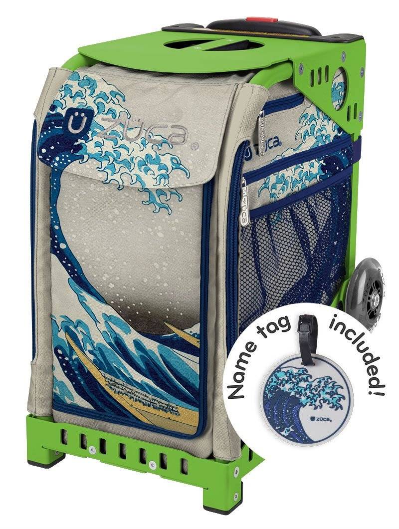 Zuca Great Wave Sport Insert Bag & Green Frame with Flashing Wheels