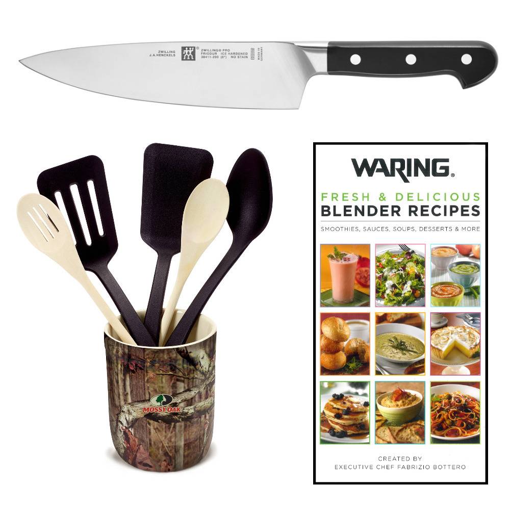 Zwilling 38411-203 Pro 8" Chef's Knife with 6-Pc Crock Set and Cookbook
