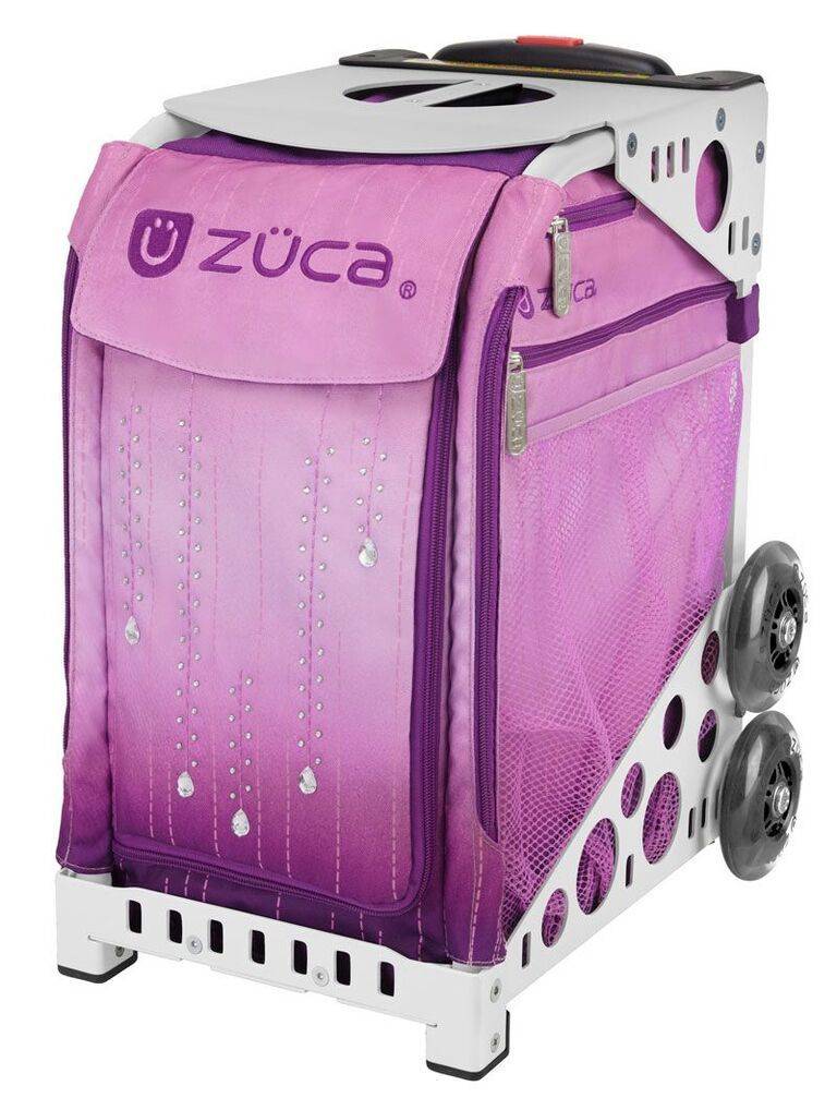 Zuca Velvet Rain Sport Bag and White Frame with Flashing Wheels