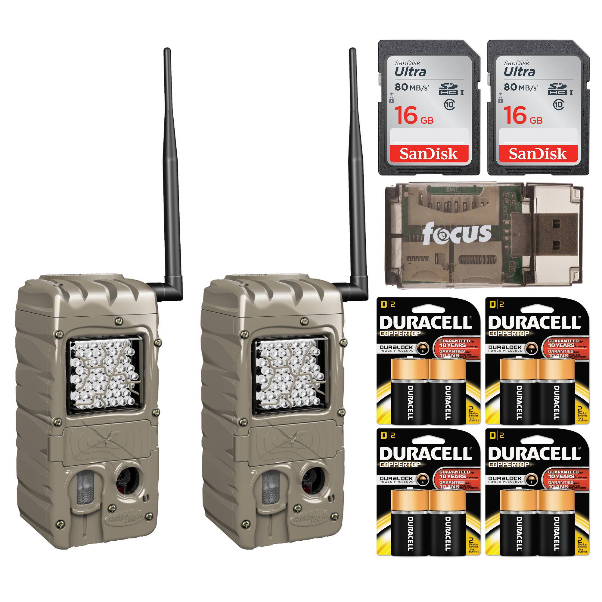Cuddeback CuddeLink Power House IR 20MP Trail Camera (2-Pack) with Batteries and 16GB SD Card Bundle