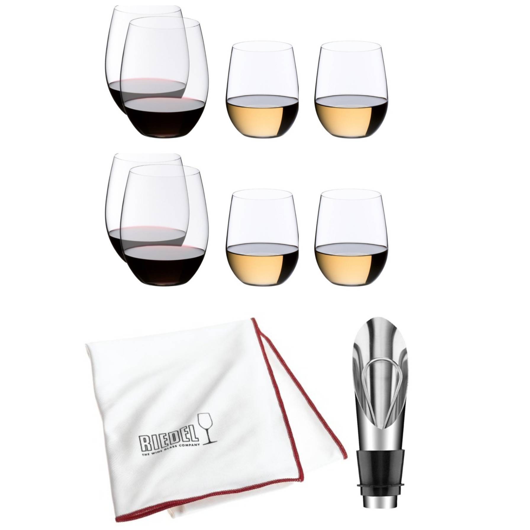 Riedel O Wine Tumbler Cabernet/Merlot and Viognier/Chardonnay, Set of 4 Bundle 