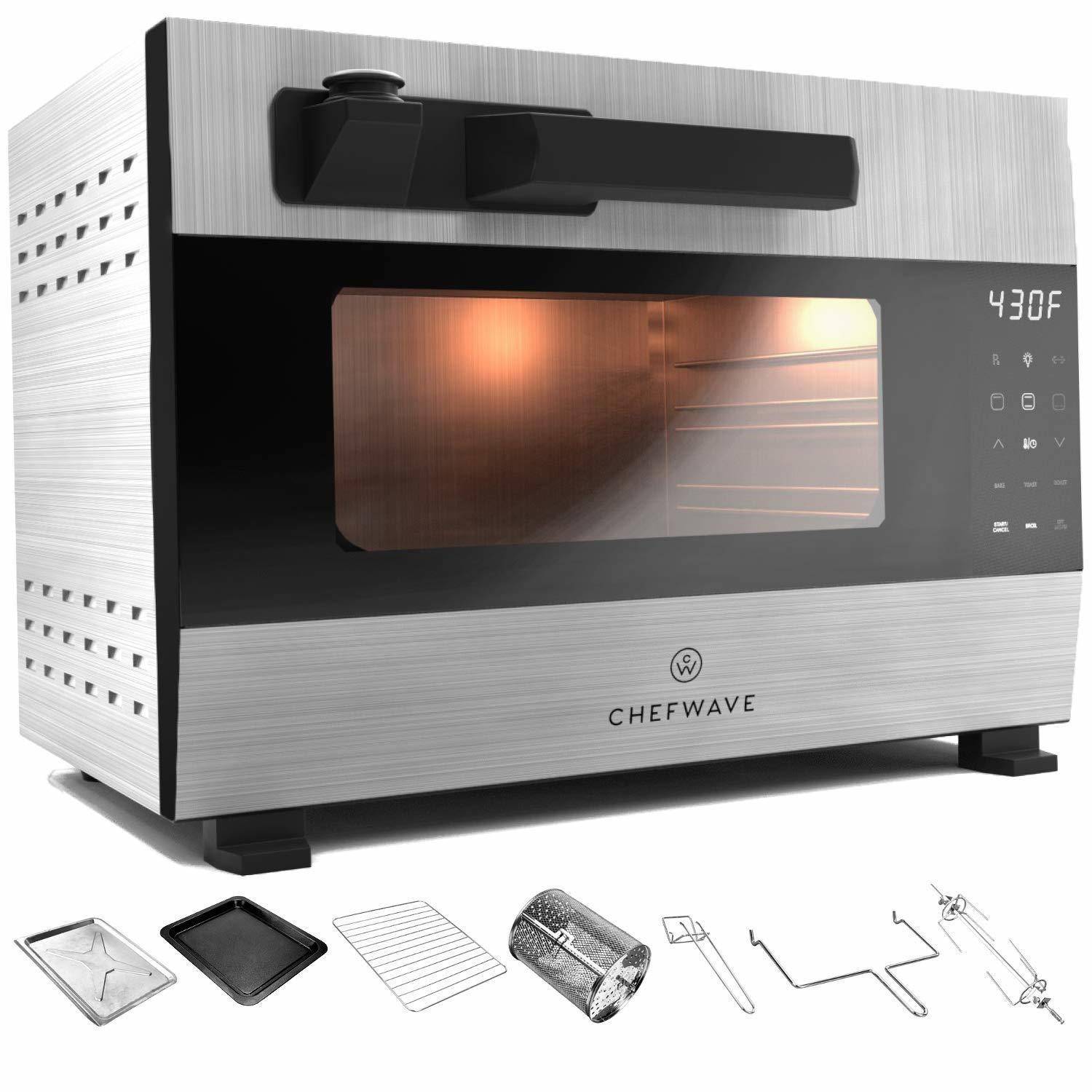 ChefWave Digital Pressure Oven and Rotisserie, 27qt, 1600W and Accessories