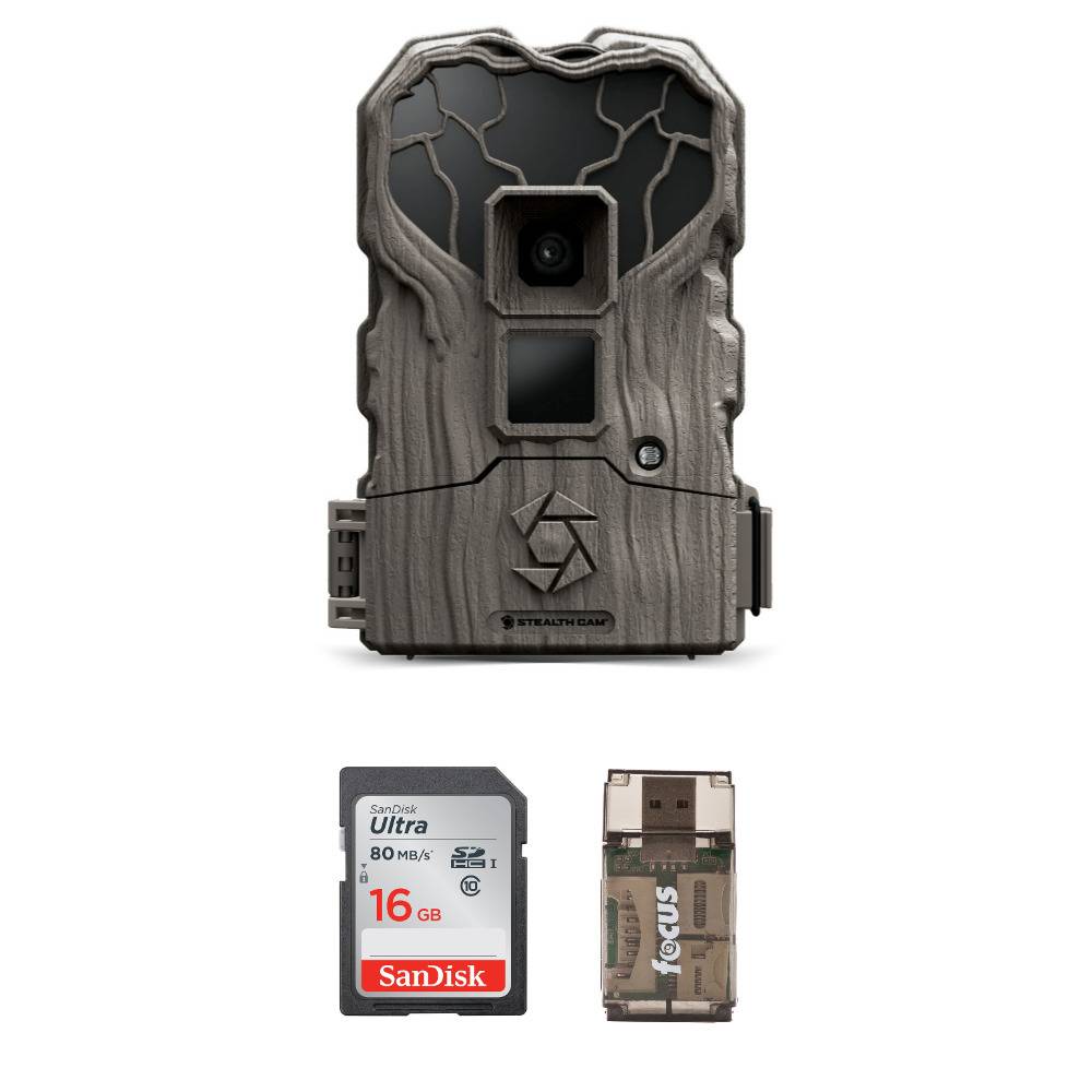 Stealth Cam QS12X 14MP IR Trail Camera with 16GB Memory Card and USB Card Reader