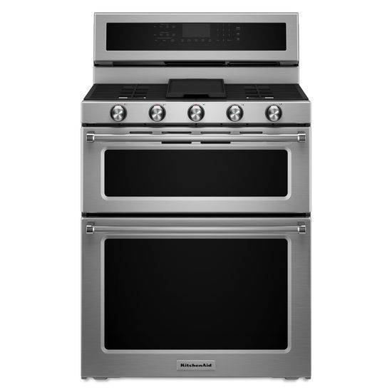 KitchenAid 30-Inch 5 Burner Gas Double Oven Convection Range (Stainless Steel)