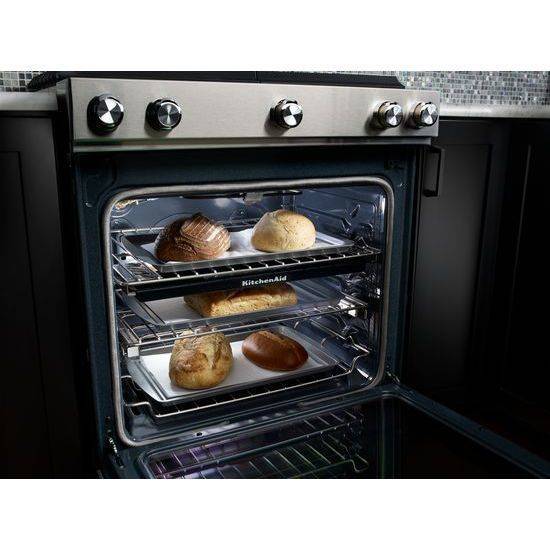 KitchenAid 30-Inch 5 Burner Gas Convection Slide-In Range with Baking Drawer (Stainless Steel)
