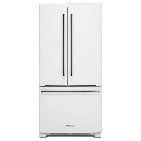 KitchenAid 22 Cu. Ft. 33-Inch Width Standard Depth French Door Refrigerator with Interior Dispense (White)