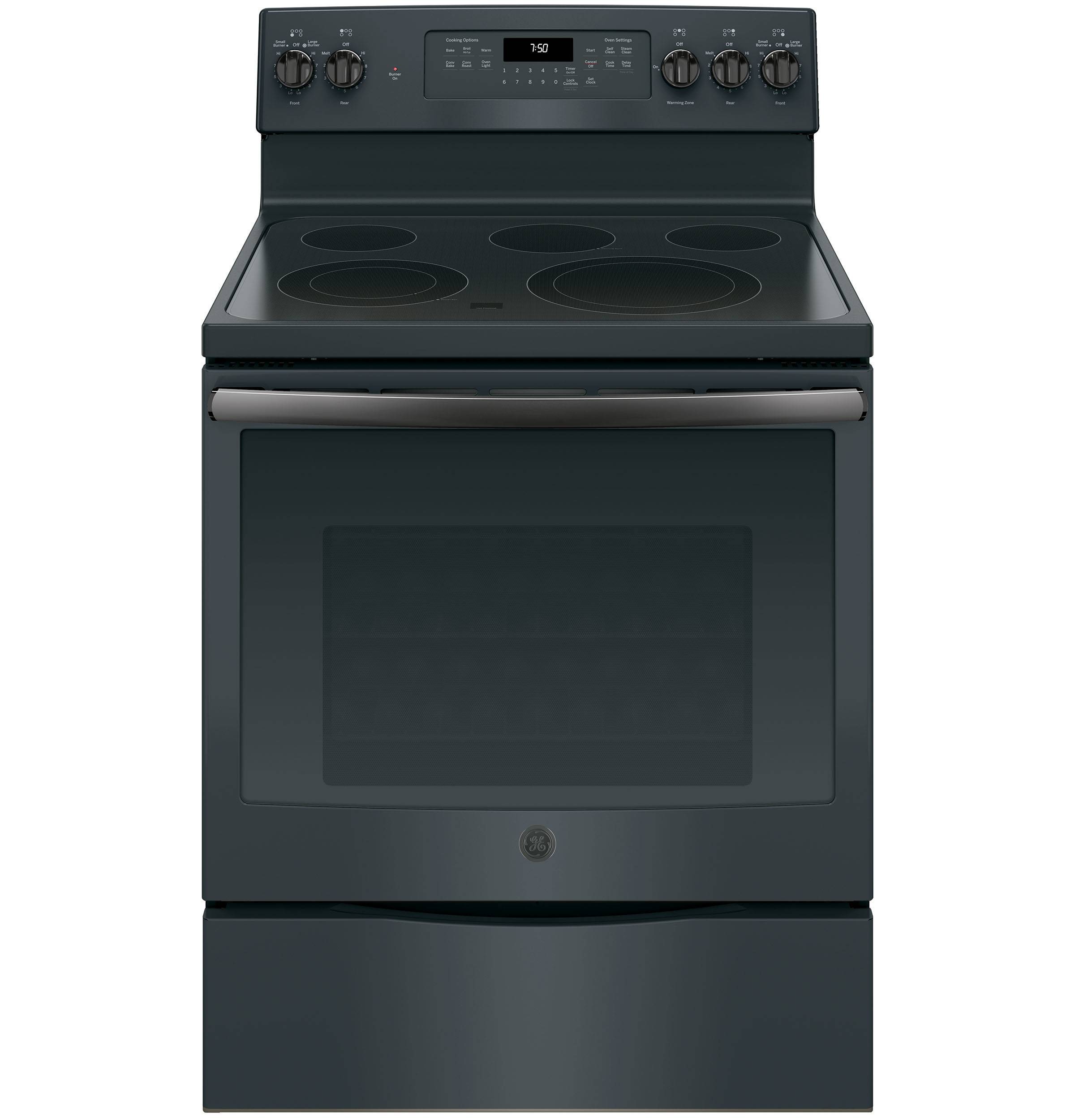 GE® 30" Free-Standing Electric Convection Range (Black Slate)