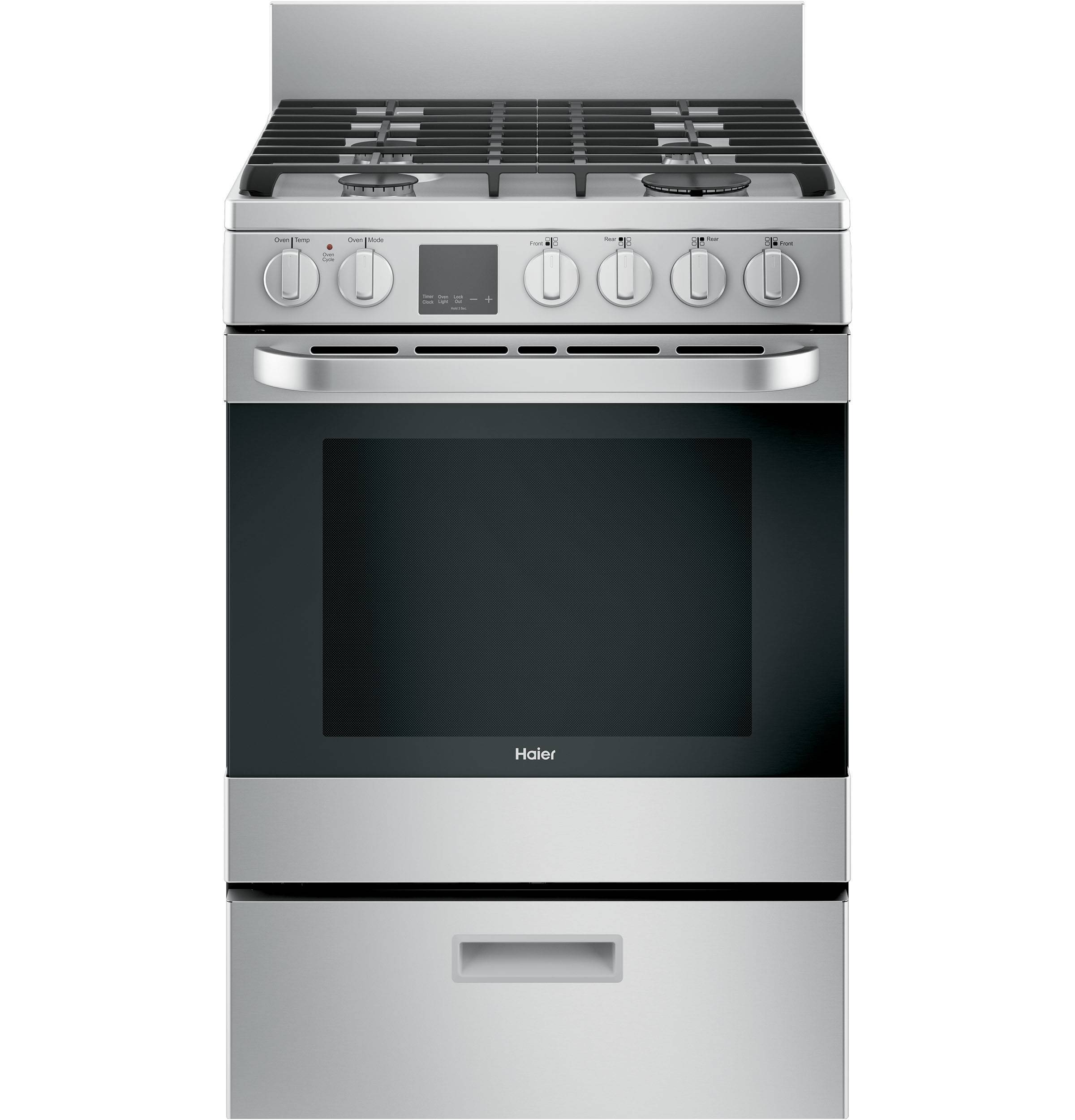 Haier 24" 2.9 Cu. Ft. Gas Free-Standing Range with Convection and Modular Backguard (Stainless)