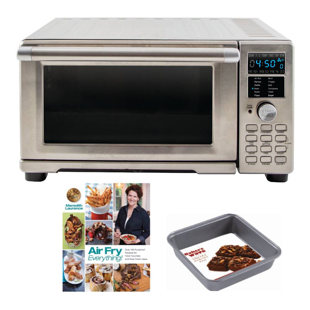 NuWave Bravo XL Air Fryer Toaster Oven with Integrated Digital Temperature Probe, Air Fry Cookbook and Square Pan