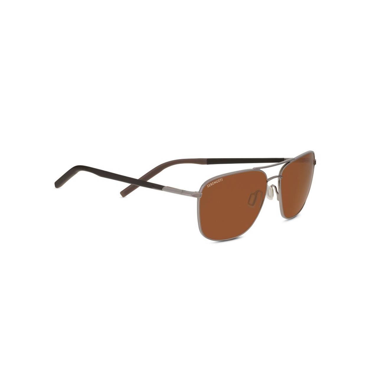 Serengeti Spello 58mm Rectangle Polarized Sunglasses (Dark Brown)