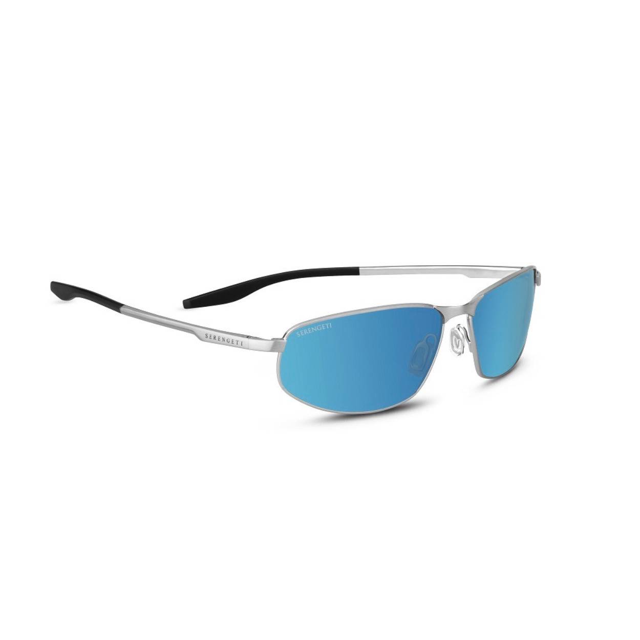 Serengeti Matera 61mm Polarized 555nm Blue Sunglasses (Brushed Silver)