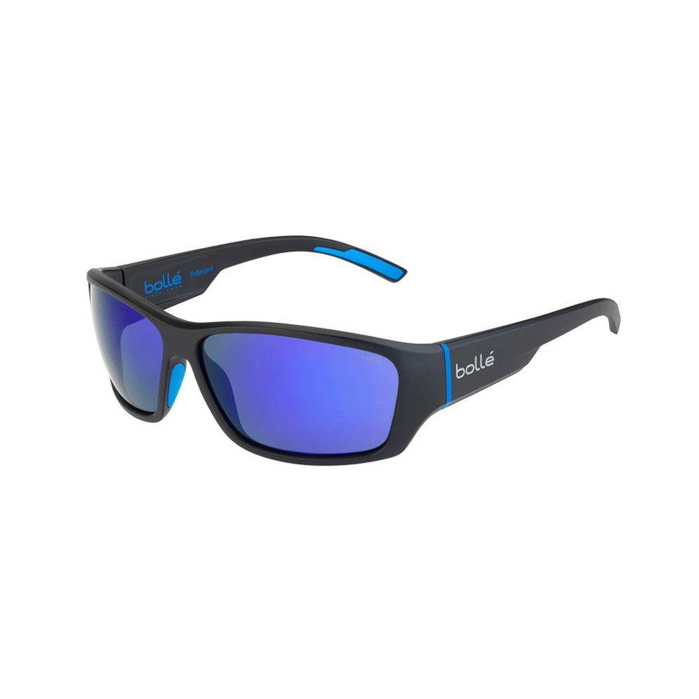 Bolle Ibex 59mm Wrap-Around HD Polarized Sport Sunglasses (Matte Black Blue)