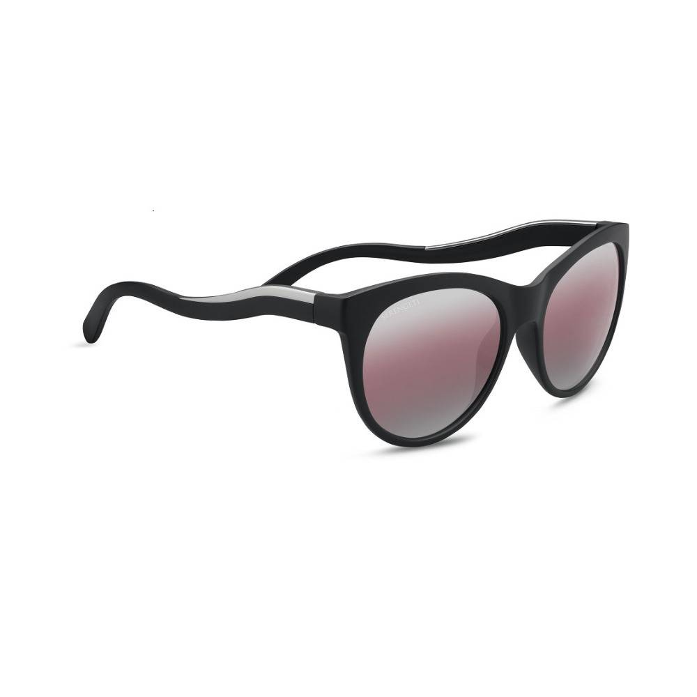 Serengeti Valentina 57mm Polarized Sedona Sunglasses for Women (Shiny Black / Shiny Silver)