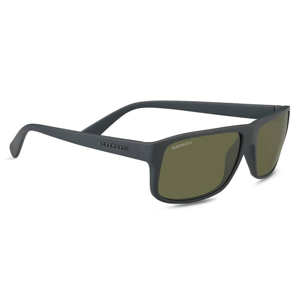 Serengeti Claudio 61mm Polarized 555nm Rectangle Sunglasses (Matte Dark Gray)