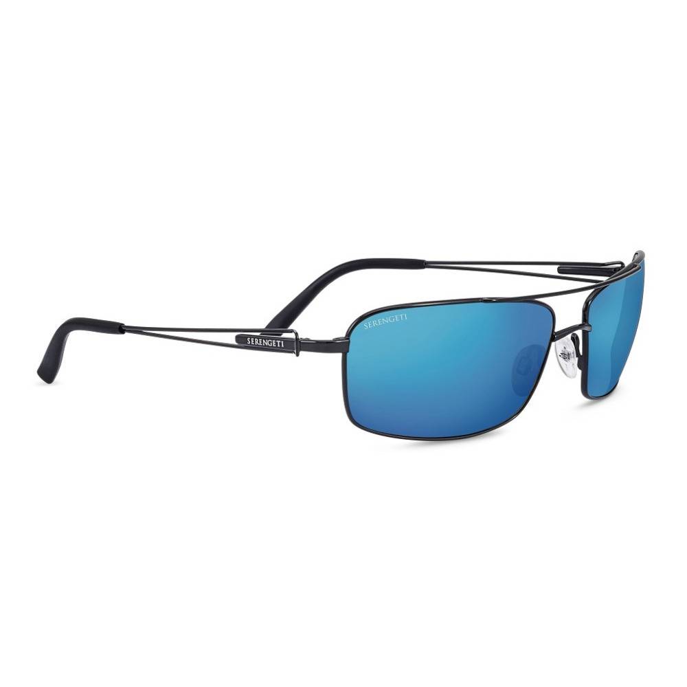 Serengeti Dante 63mm Rectangle Polarized 555nm Blue Drivers Sunglasses (Black Pearl)