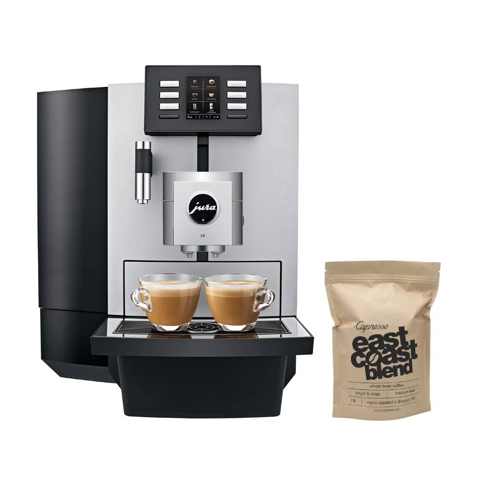 Jura X8 15177 Automatic Coffee Machine with PEP (Platinum) with Whole Bean Coffee (1 lb)