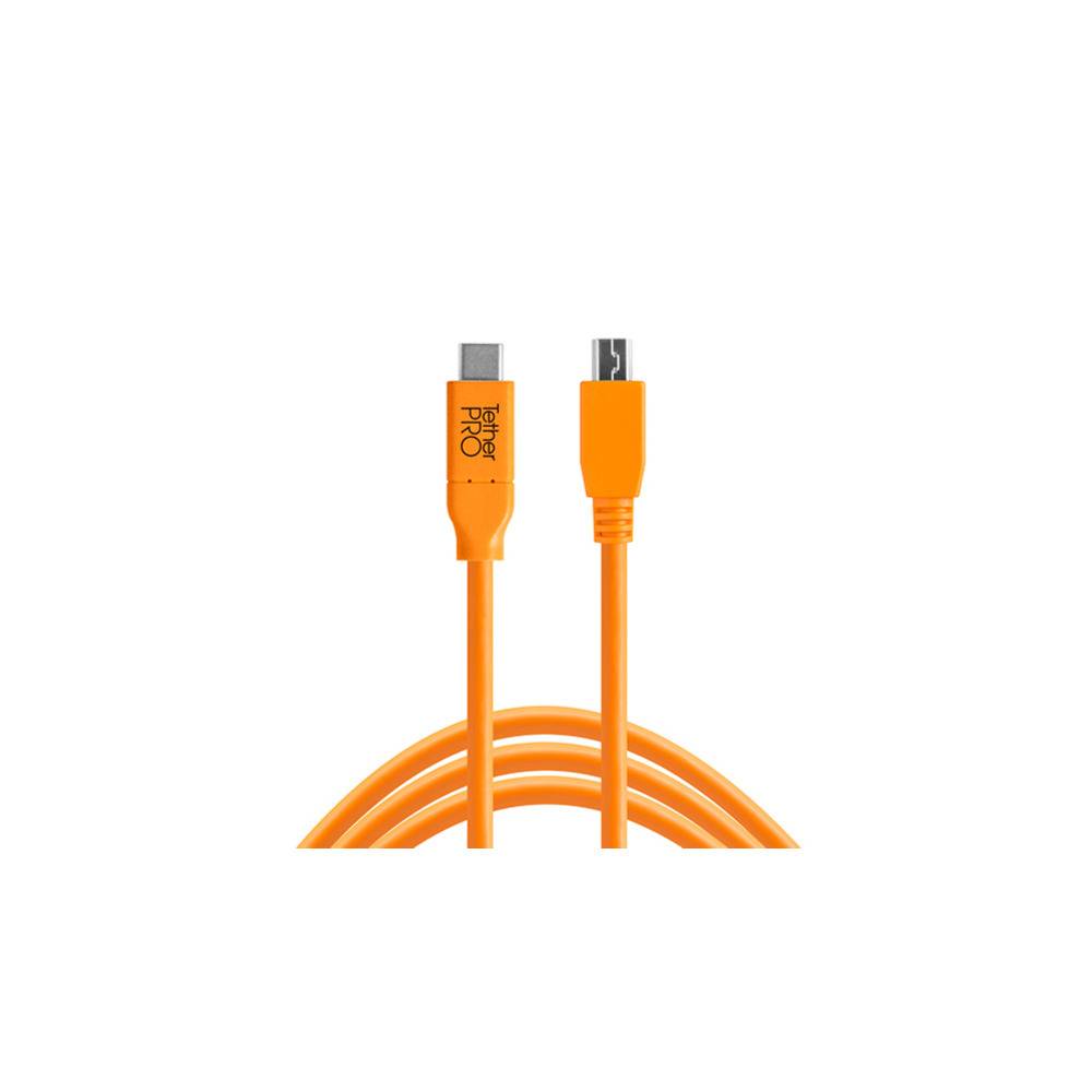 Tether Tools TetherPro USB Type-C Male to 5-Pin Mini-USB 2.0 Type-B Male Cable (15-Feet, Orange)