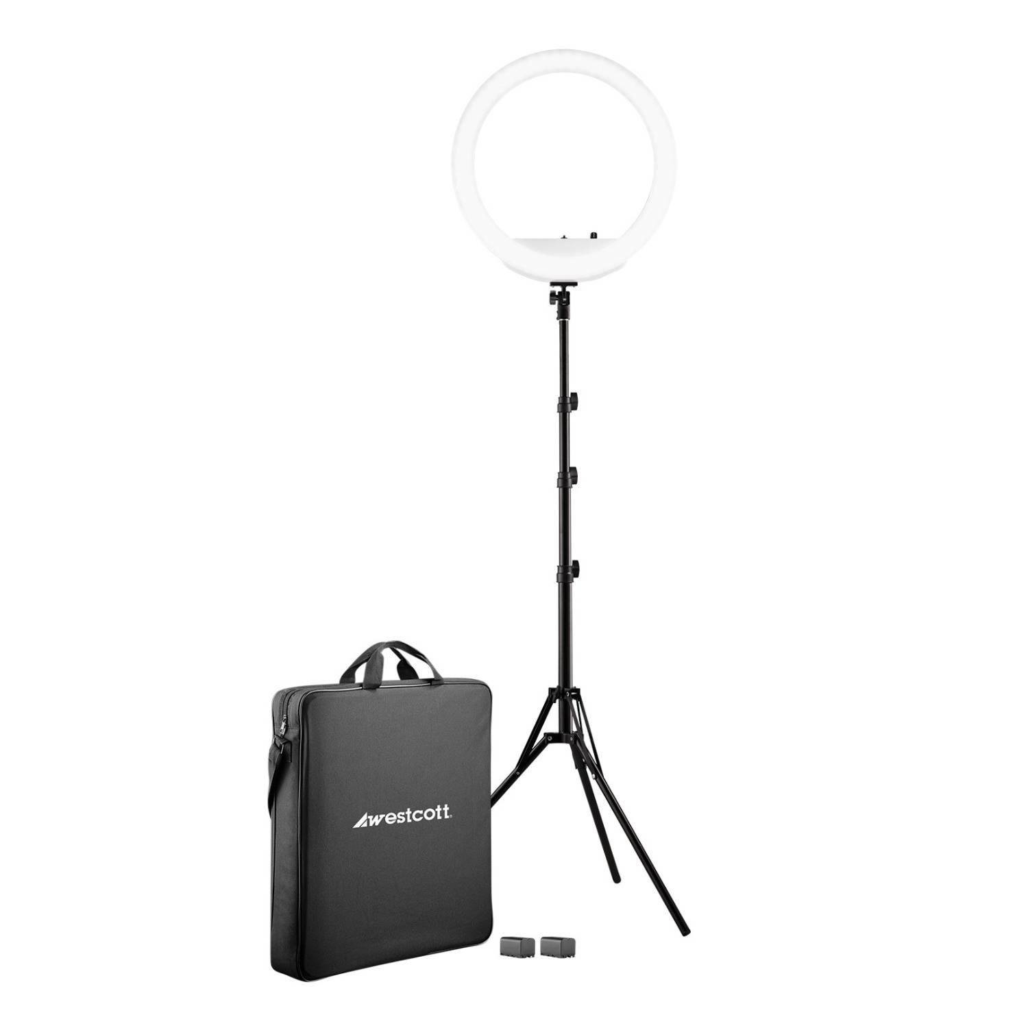 Westcott 18-inch Bi-Color LED Ring Light Kit with Batteries and Stand