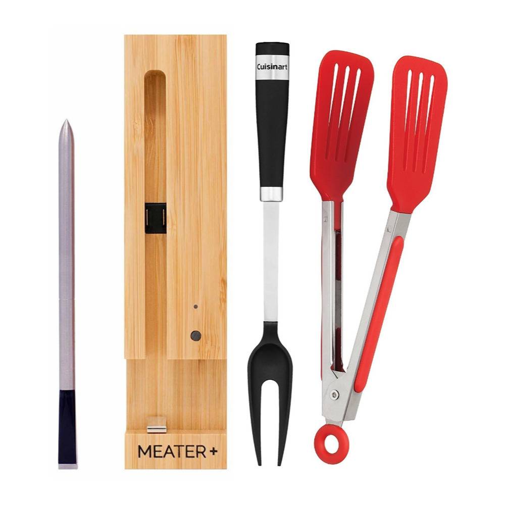 MEATER+ Smart Wireless Meat Thermometer (165-Feet Long Range) with Nylon Flipper Tongs, and Nylon Fork