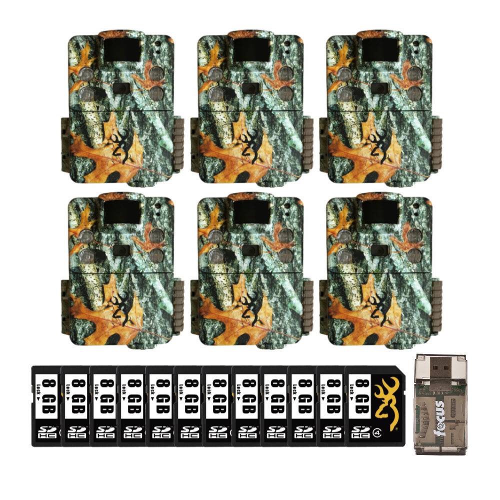 Browning Trail Cameras Strike Force HD Apex 18MP Game Camera (6-Pack) with 8GB Memory Cards Bundle