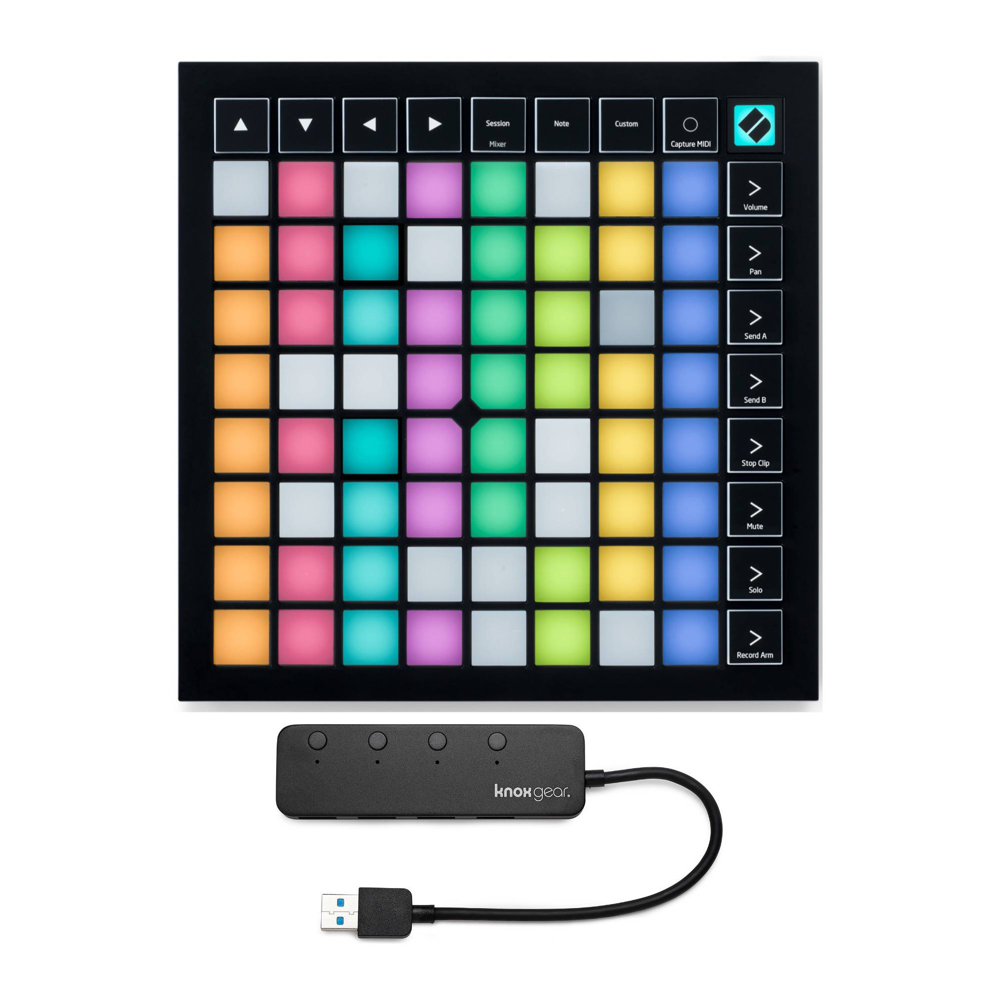 Novation Launchpad X Grid Controller for Ableton Live with Knox 3.0 4 Port USB HUB