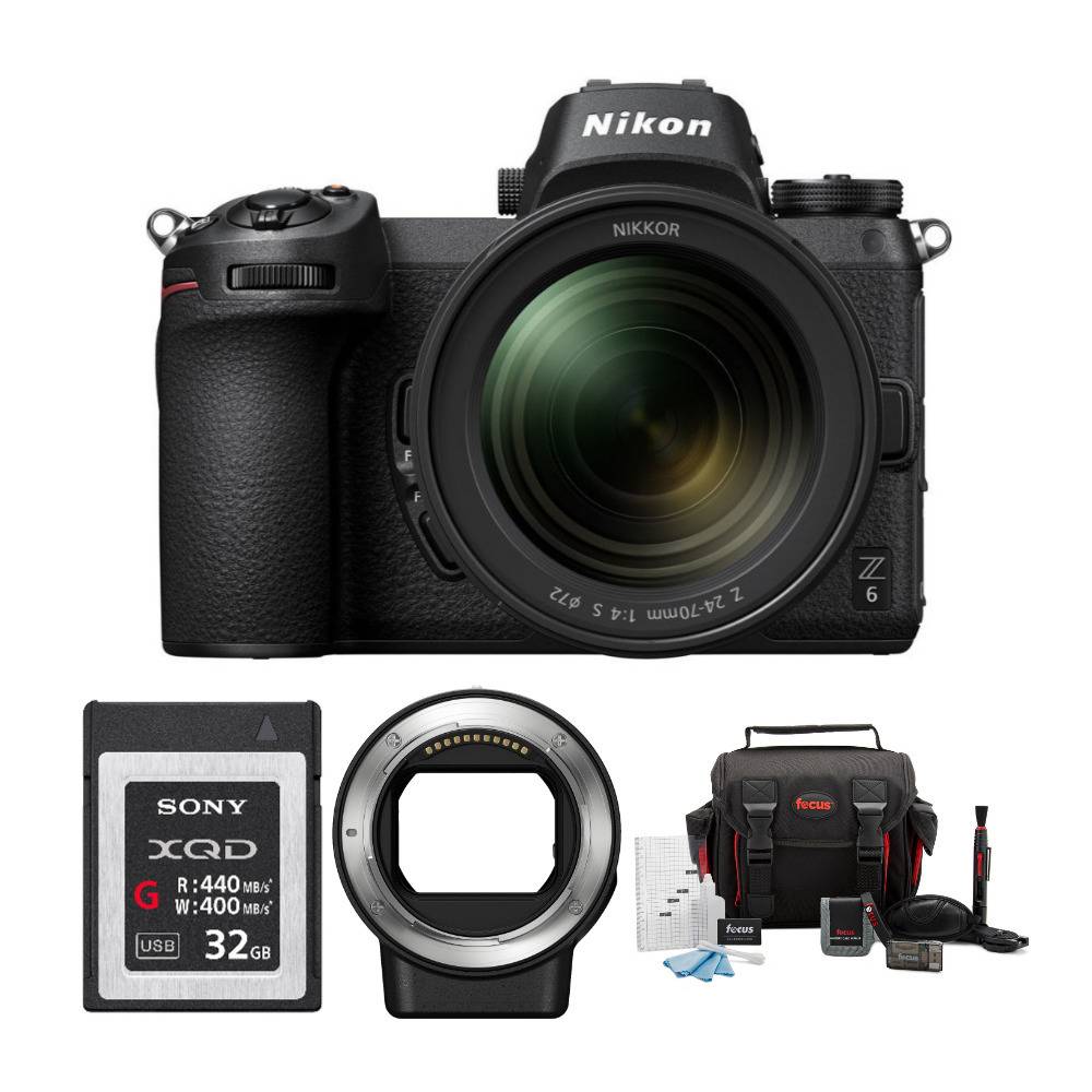 Nikon Z6 Mirrorless Digital Camera with 24-70mm Lens and 32GB XQD Card and Accessories Bundle
