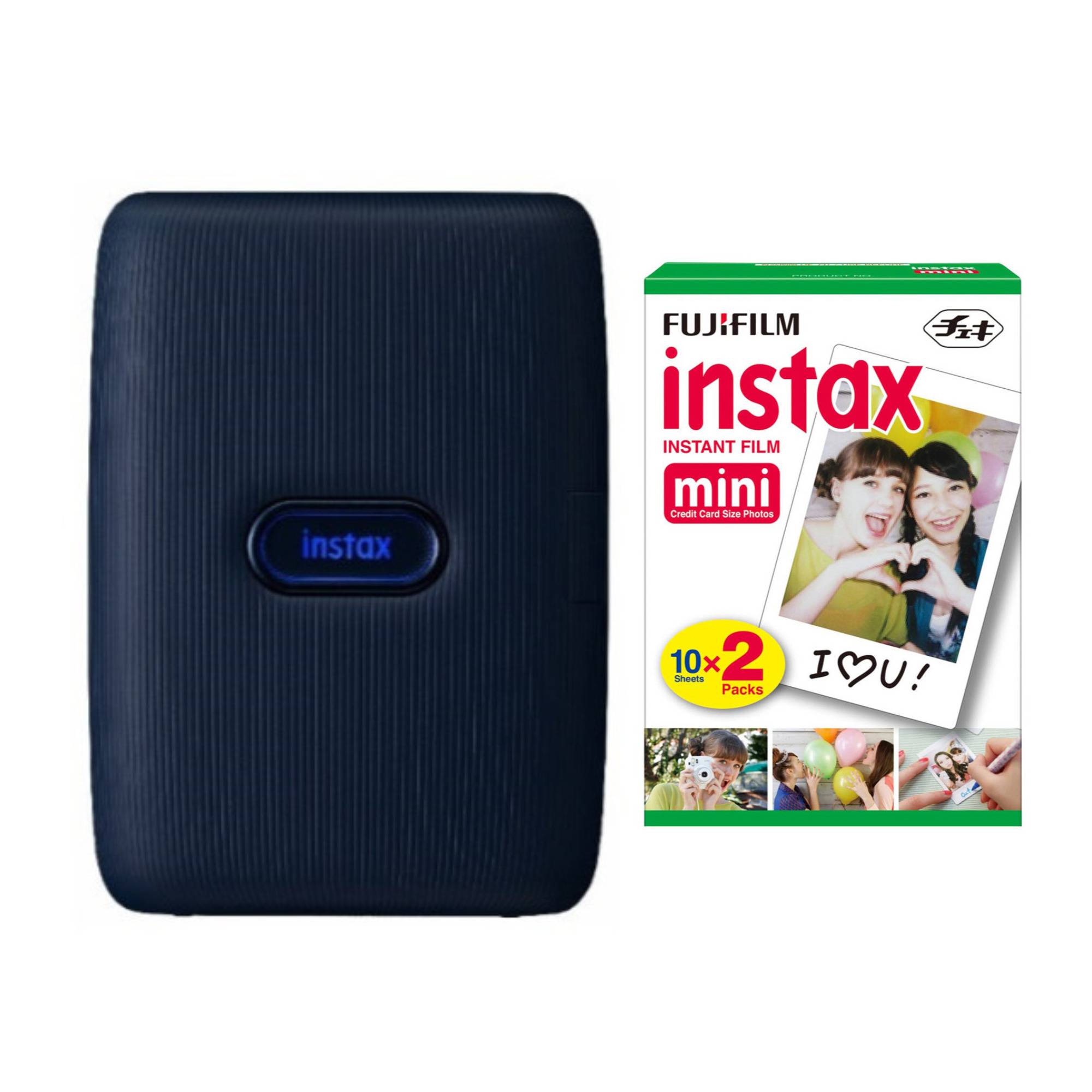 Fujifilm Instax Mini Link Instant Smartphone Printer (Dark Denim) with Two Fujifilm Instax Mini Film