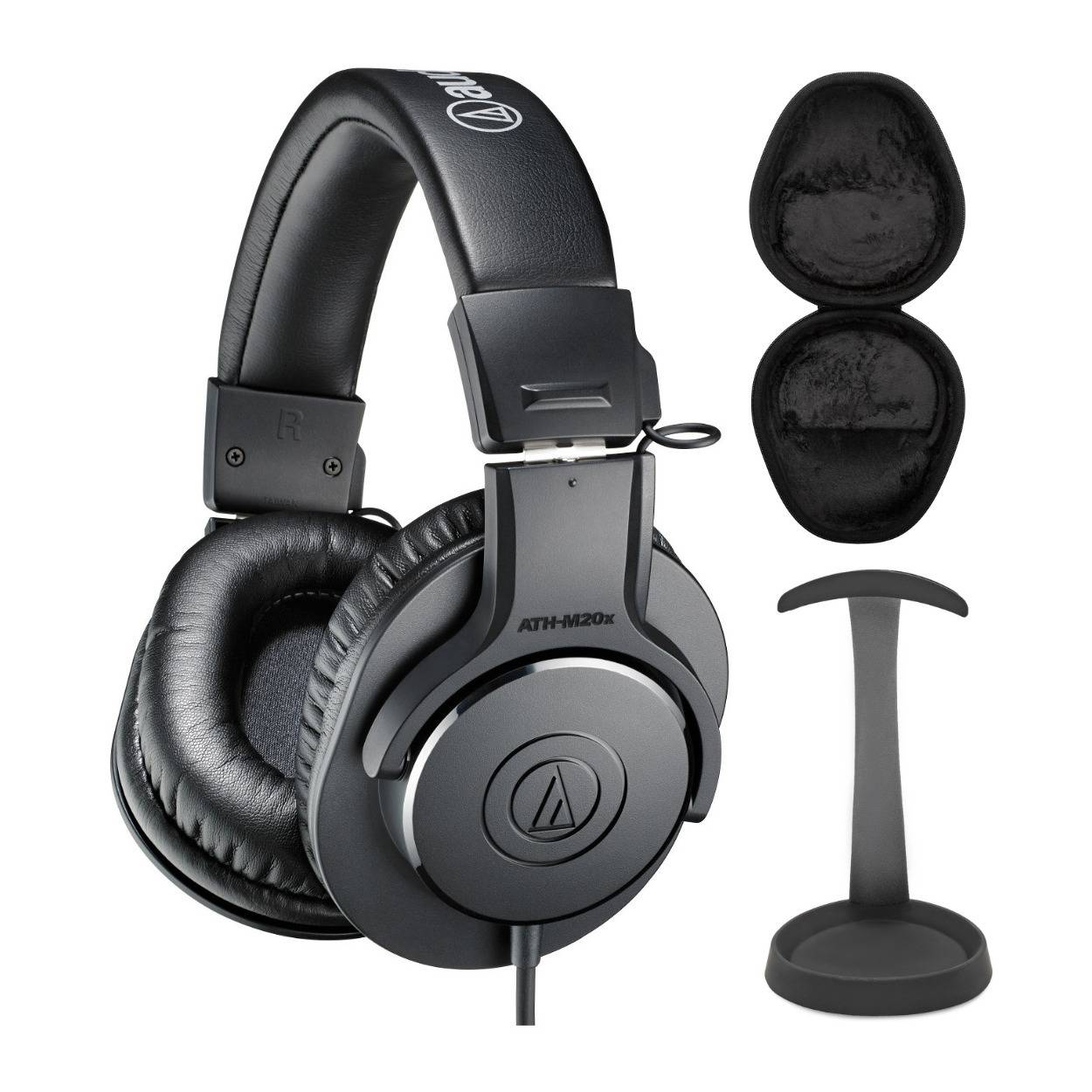 Audio-Technica ATH-M20X Professional Monitor Headphones (Black) with Knox Gear Stand and Case