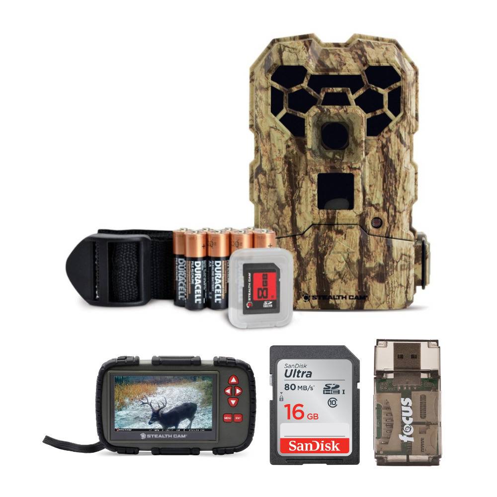 Stealth Cam QS24NGK 14MP No Glo Trail Camera with 16GB Memory Card and Card Reader/Viewer Bundle
