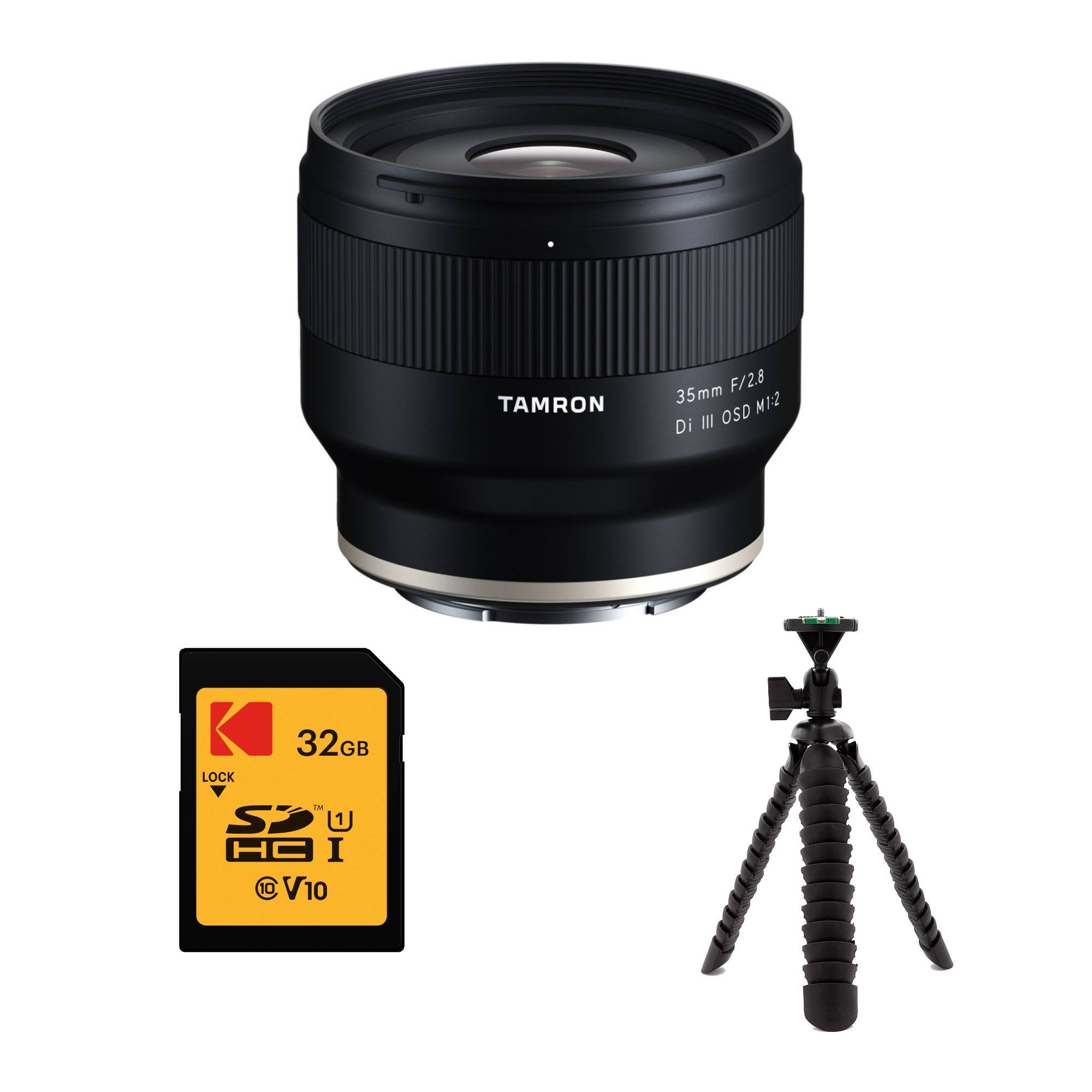 Tamron 35mm f/2.8 Di III OSD Wide-Angle Prime Lens for Sony E-Mount with 16GB SDHC Card and Tripod