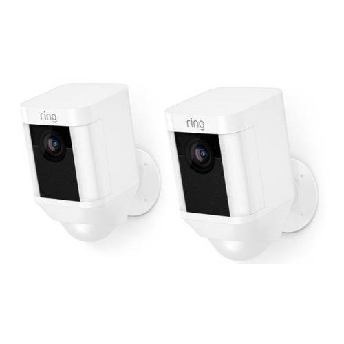 Ring Spotlight Cam Battery HD Security Camera with Built Two-Way Talk and Siren Alarm (2-Pack, White)