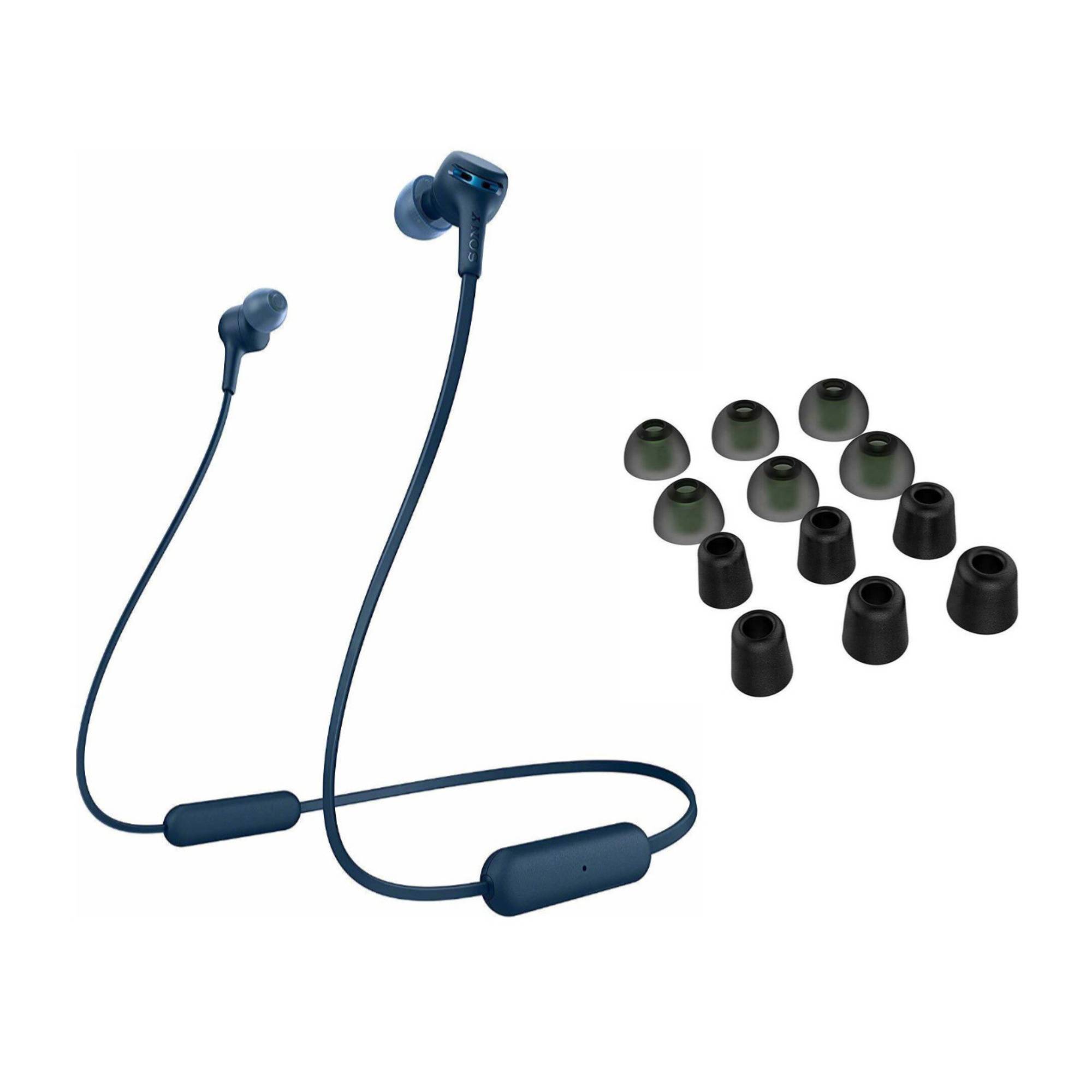 Sony WI-XB400 Extra Bass Wireless In-Ear Headphones (Blue) with Knox Noise Isolating Memory Foam and Silicone Ear Tips