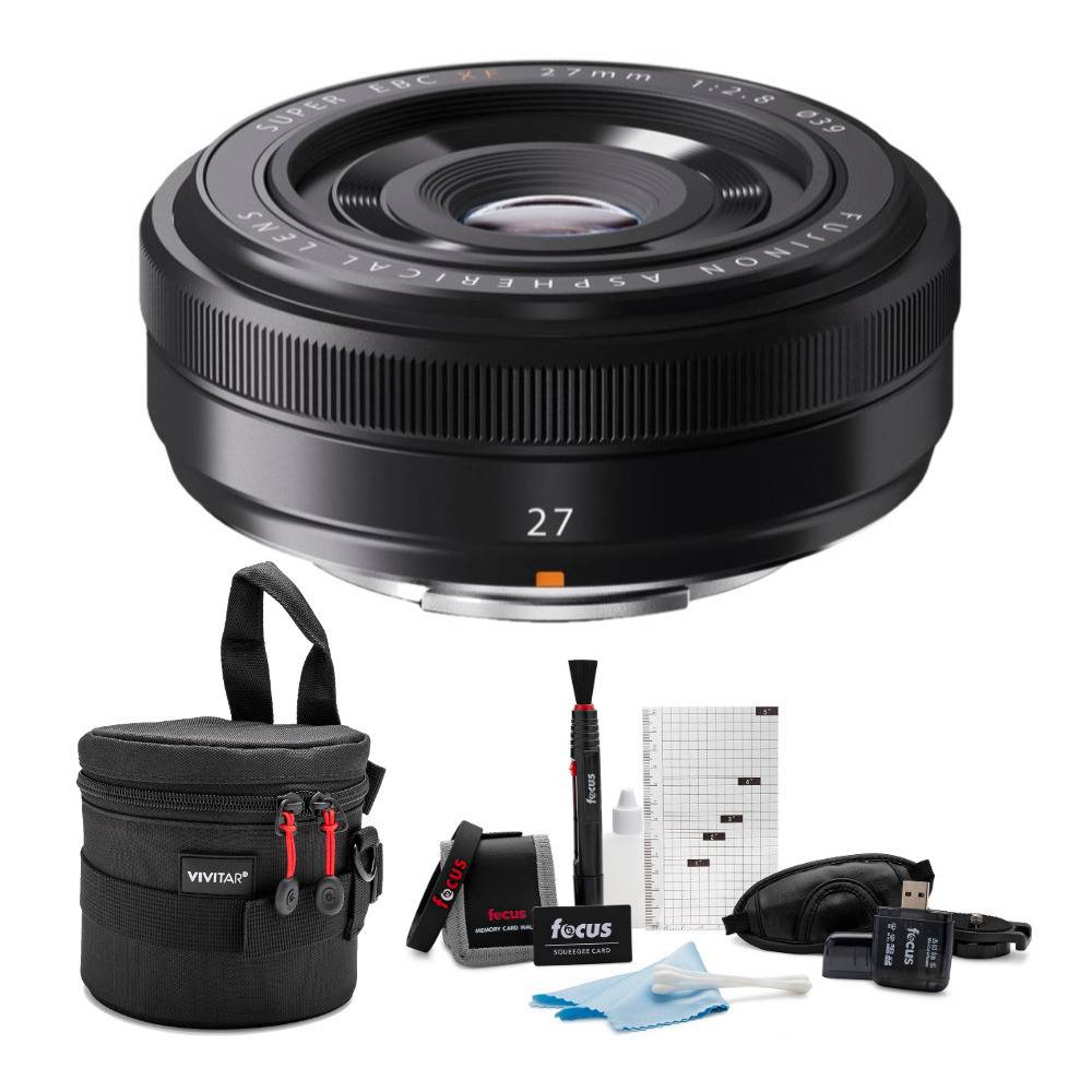 Fujifilm XF 27mm f/2.8 Pancake Lens with Vivitar Lens Case and Accessory Bundle