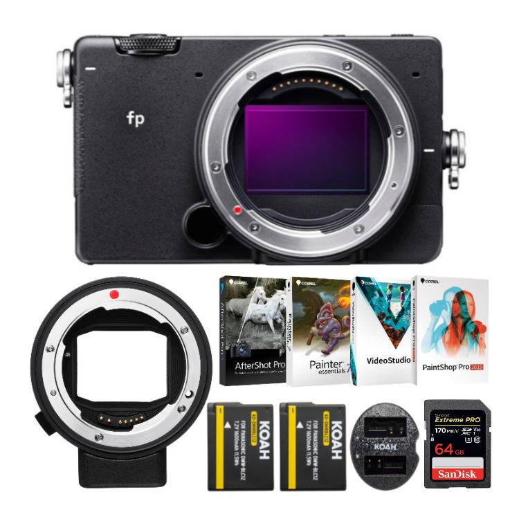 Sigma fp Mirrorless Camera Body with Sigma MC-21 Lens Mount Converter/Adapter and 64GB Extreme PRO Bundle