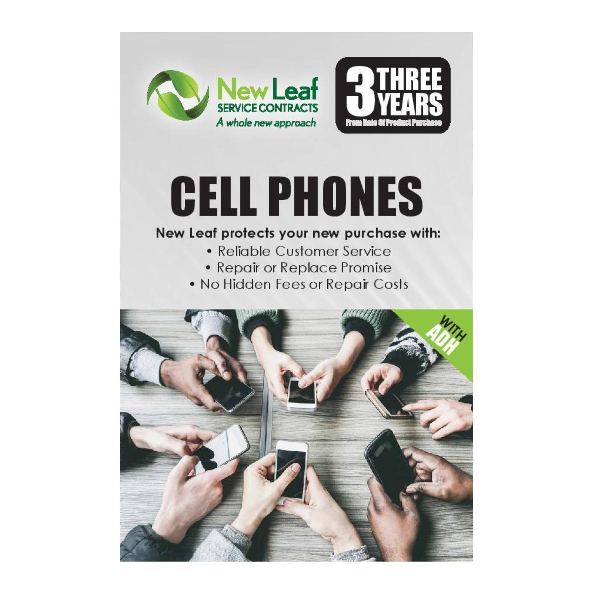 New Leaf 3-Year Cell Phones Service Plan with ADH for Products Retailing Under $250