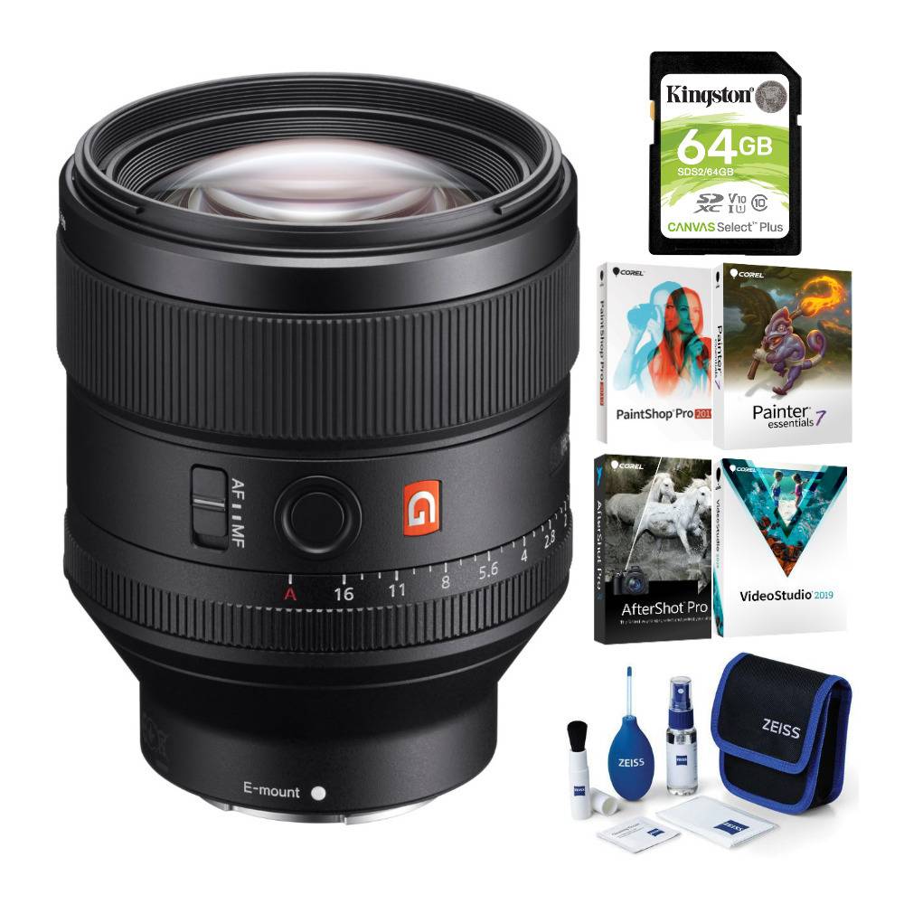 Sony FE 85mm f/1.4 GM Lens with Software Suite, Cleaning Kit and 64GB SD Card