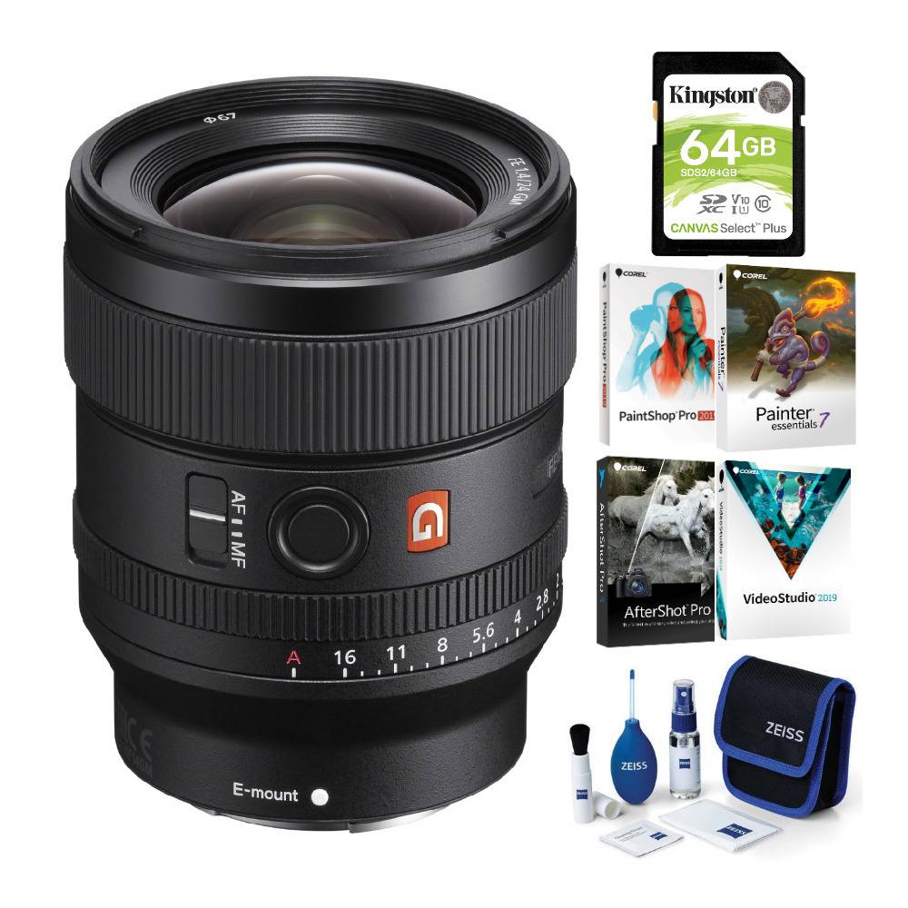 Sony Alpha FE 24mm f/1.4 GM Lens with Software Suite and Accessory Bundle