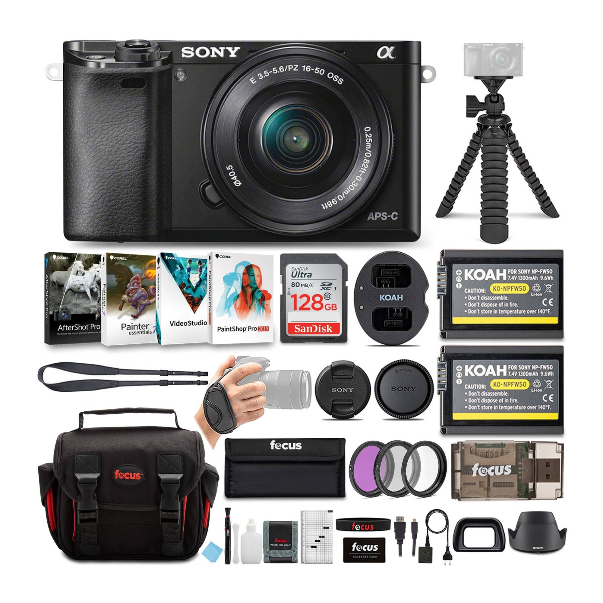 Sony Alpha a6100 APS-C Mirrorless Interchangeable-Lens Camera with 16-50mm Lens and Accessory Bundle