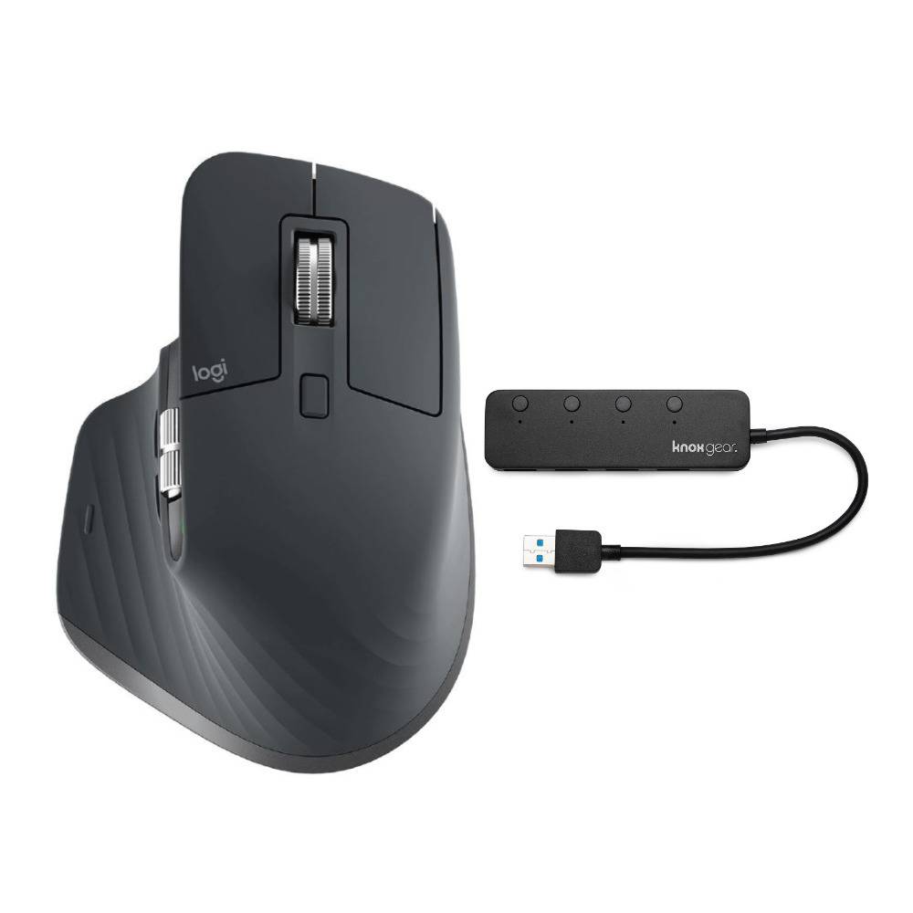 Logitech MX Master 3 Advanced Wireless Mouse and Knox 4-Port USB Hub