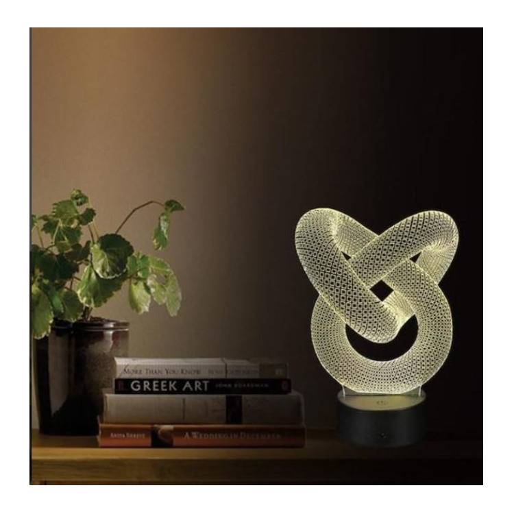 By-Lamp 3D Love Spiral Lamp with Handmade Wooden Base