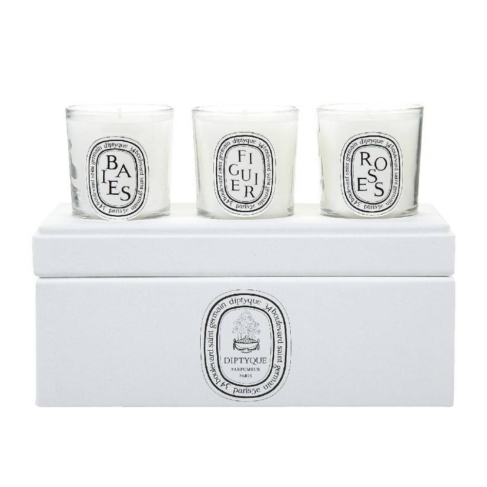 Diptyque Votive Candle Trio with White Coffret