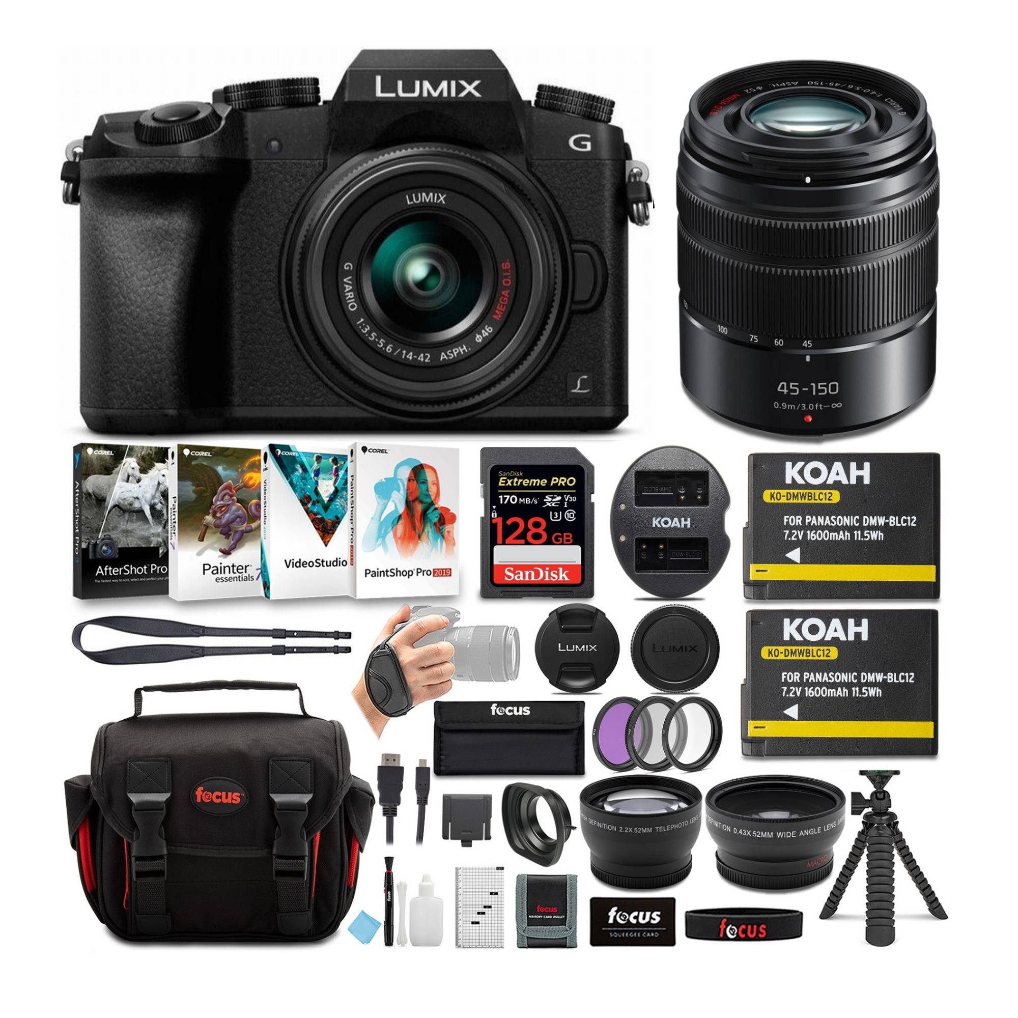 Panasonic LUMIX G7 Mirrorless Camera (Black) with 14-42mm Lens and Accessory Bundle