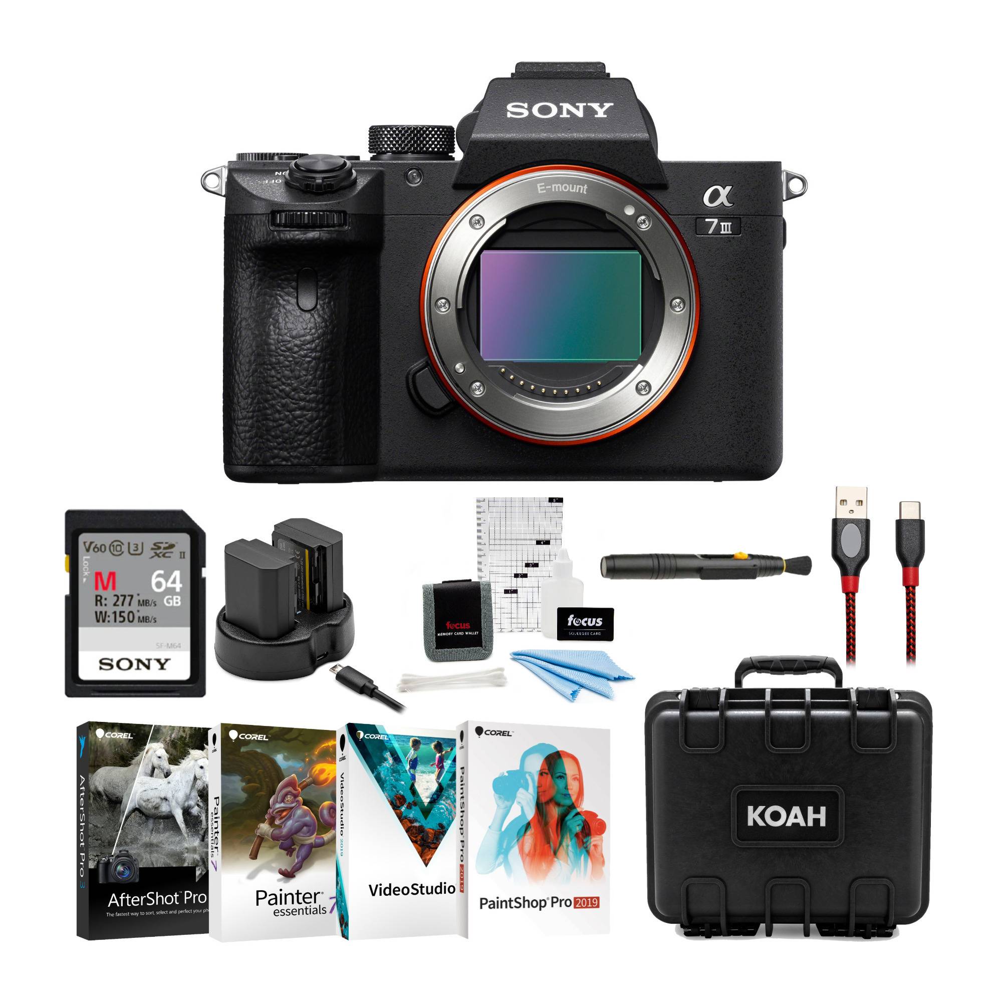 Sony Alpha a7 III Full-Frame Mirrorless Interchangeable Lens Camera with 64GB SD Card Bundle