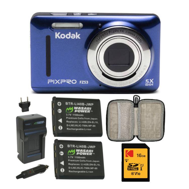 Kodak PIXPRO Friendly Zoom FZ53 Digital Camera with Protective Case and 16GB SD Card Bundle